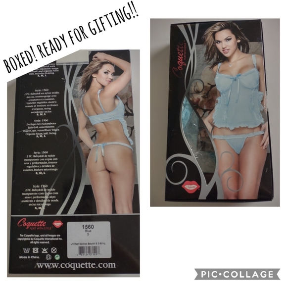 Small, medium or large Coquette powder blue babydoll & thong - Picture 5 of 10